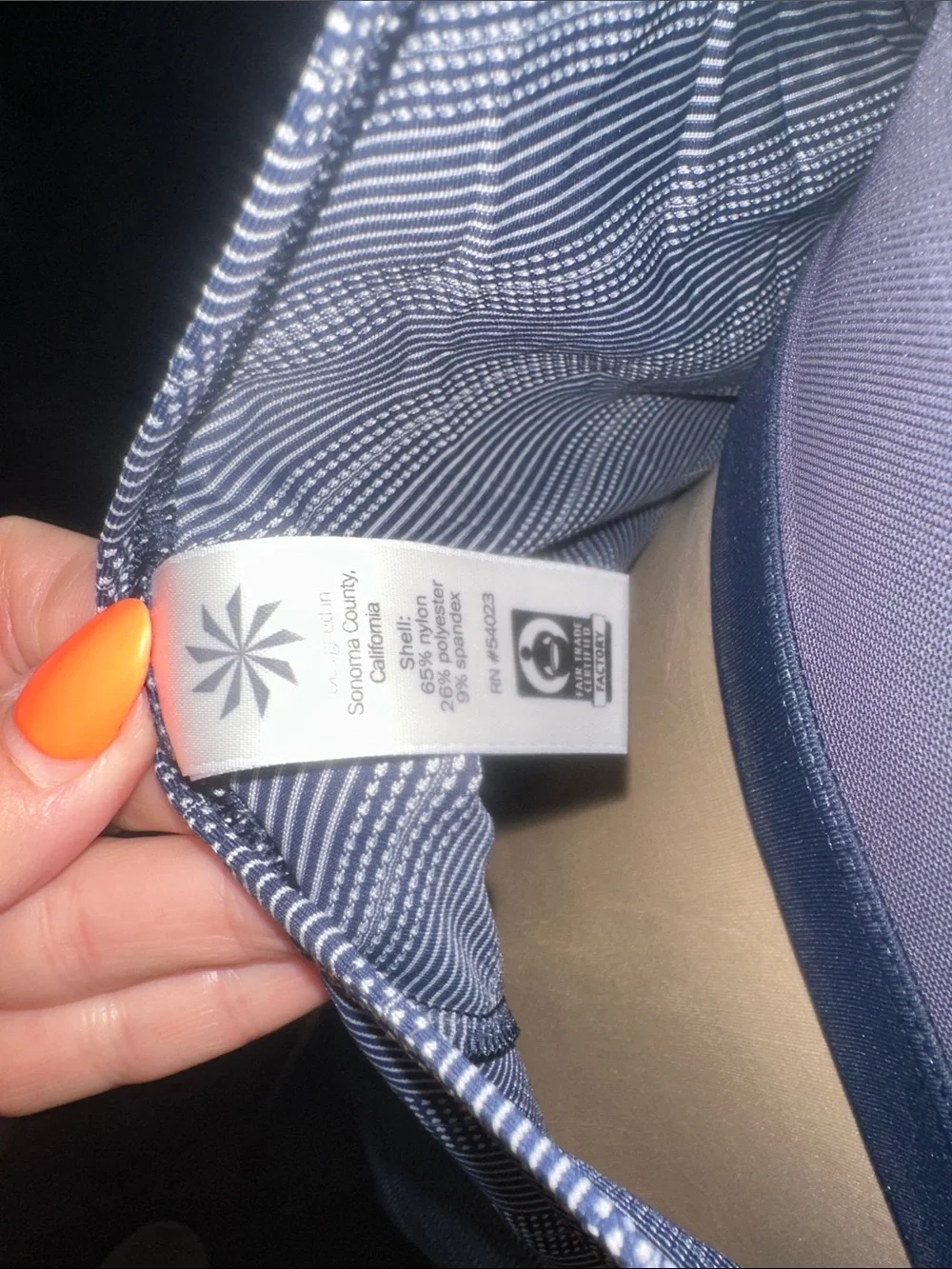 Athleta Navy Striped Scoop Neck Tank